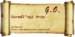 Germányi Oros névjegykártya